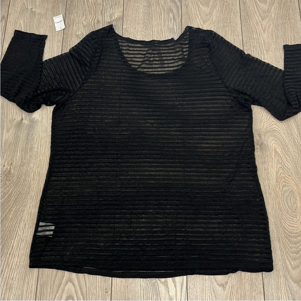 Penningtons Black Long Sleeve Semi Sheer Blouse Size 1X NEW NWT - Picture 5 of 5